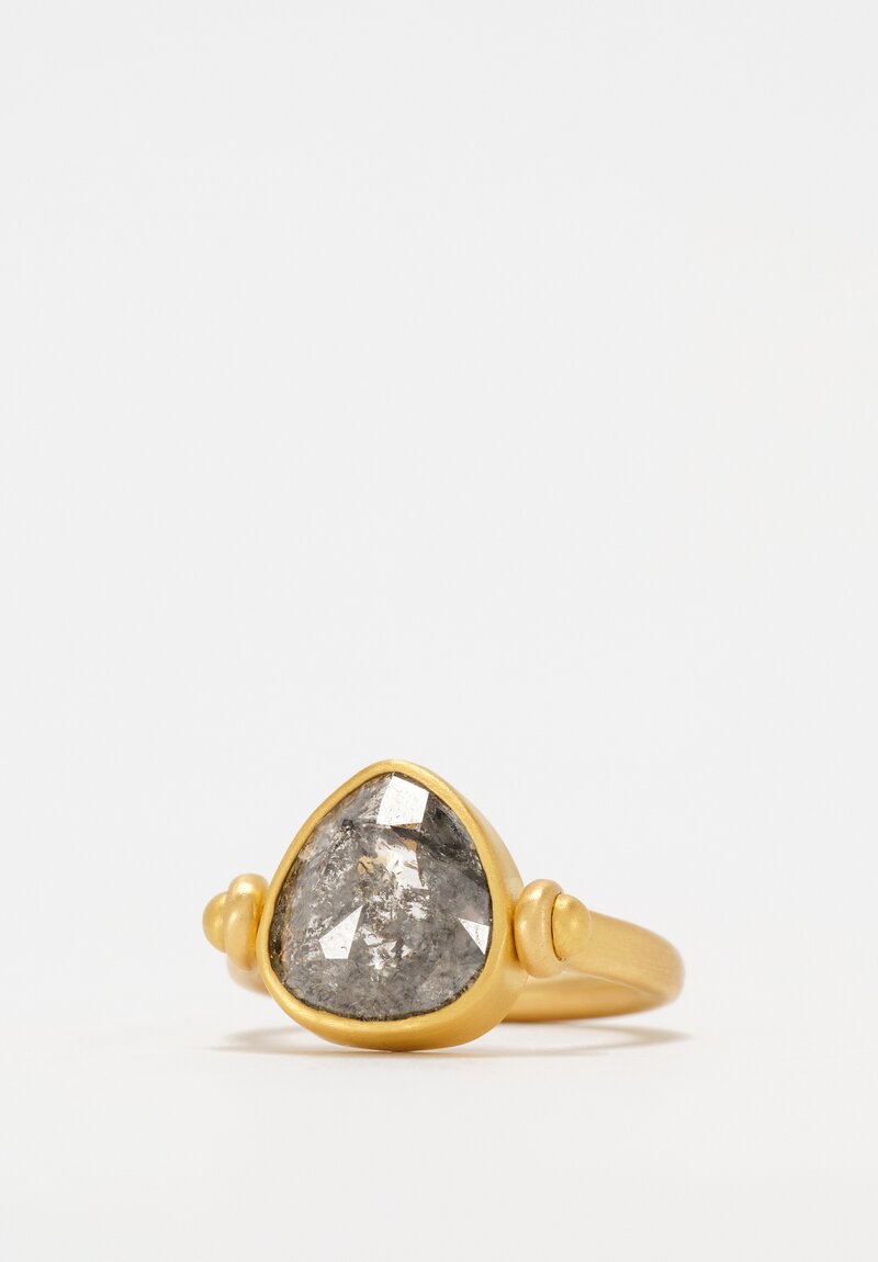 Denise Betesh Matte 20K, 22K Salt & Pepper Diamond Tabiz Swivel Ring	