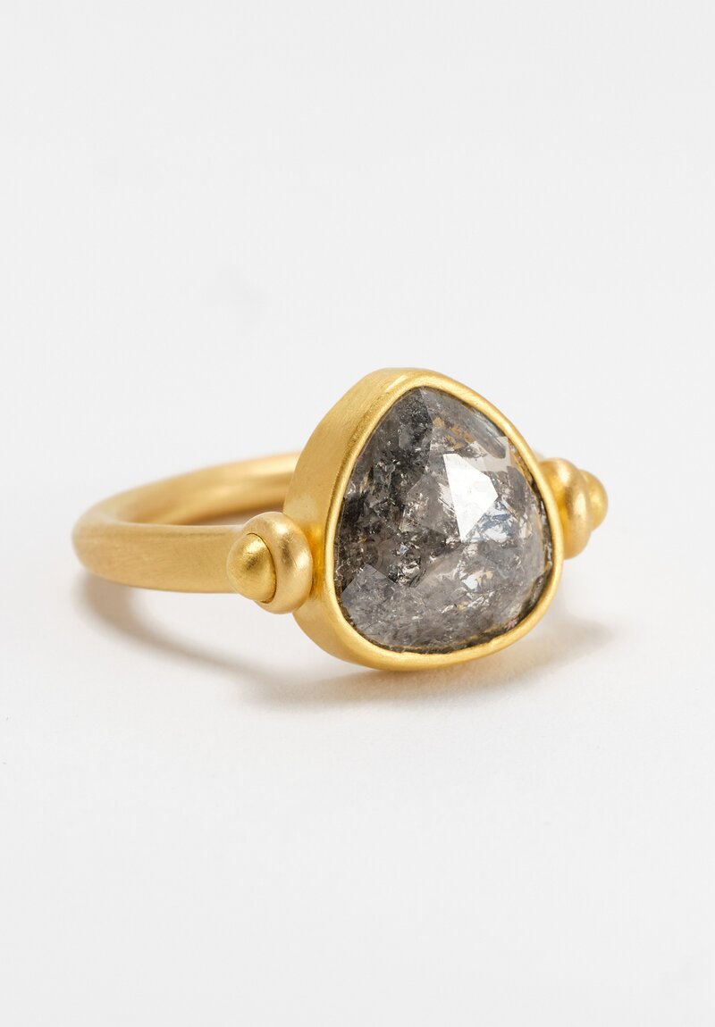 Denise Betesh Matte 20K, 22K Salt & Pepper Diamond Tabiz Swivel Ring	