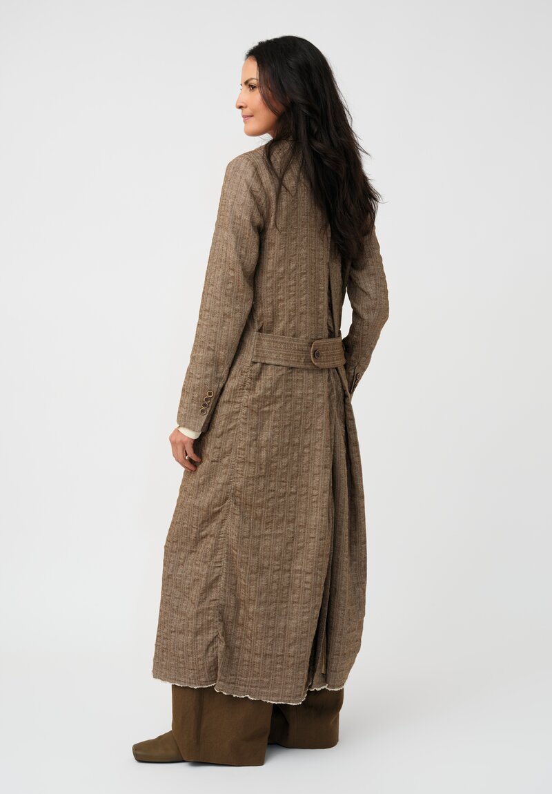 Uma Wang Striped Herringbone Cigna Trench Coat
