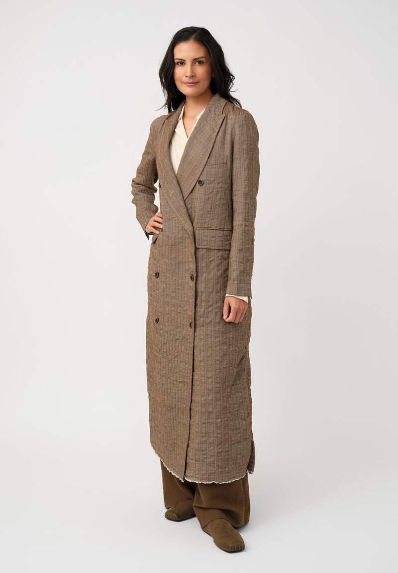 Uma Wang Striped Herringbone Cigna Trench Coat