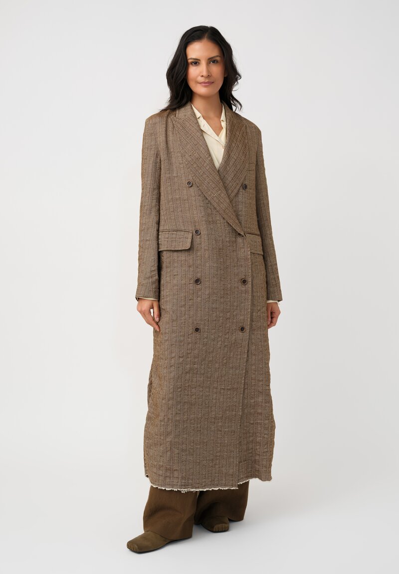 Uma Wang Striped Herringbone Cigna Trench Coat
