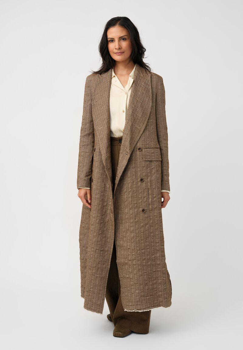 Uma Wang Striped Herringbone Cigna Trench Coat