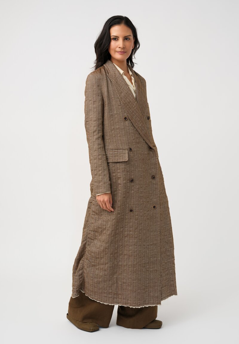 Uma Wang Striped Herringbone Cigna Trench Coat