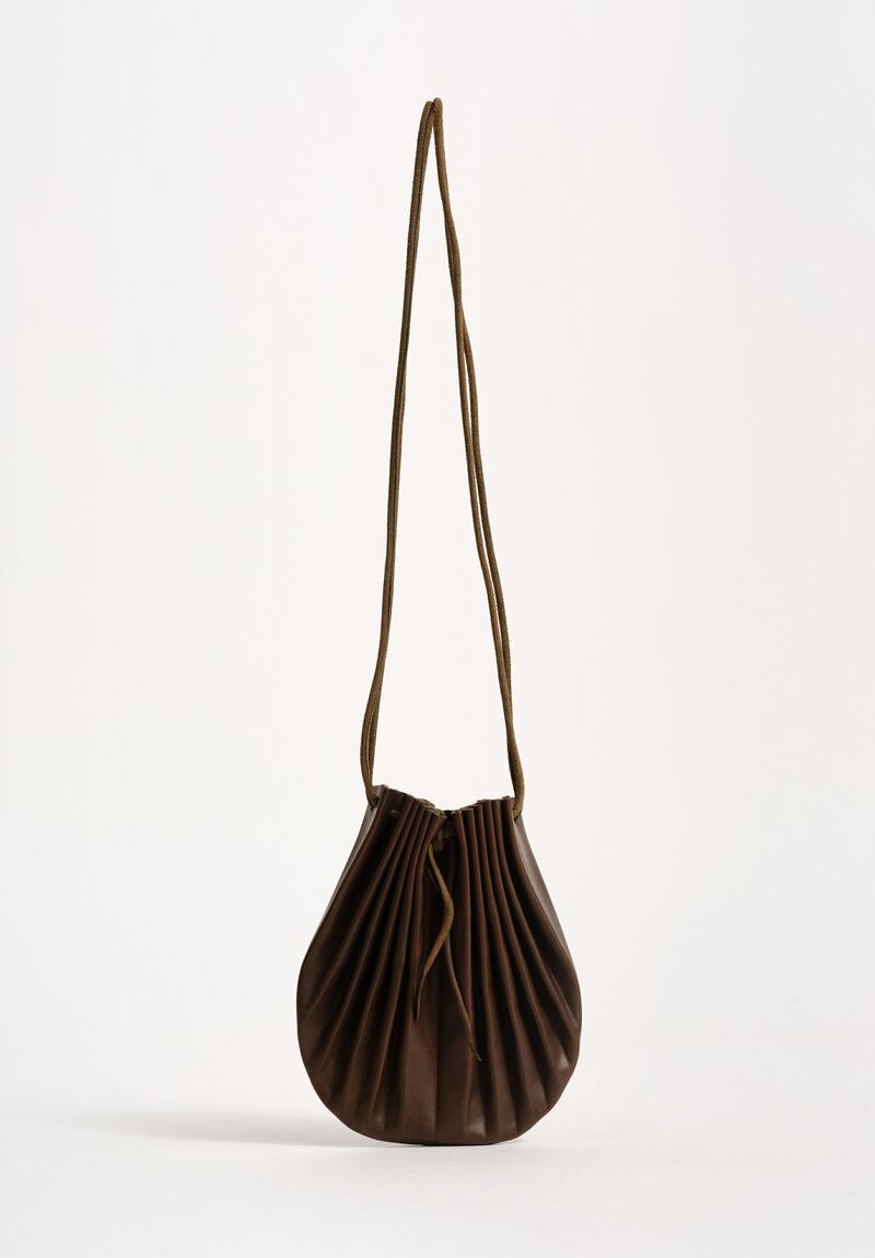 M.A+ Handmade Calf Leather Small Shell Drawstring Bag Military Green