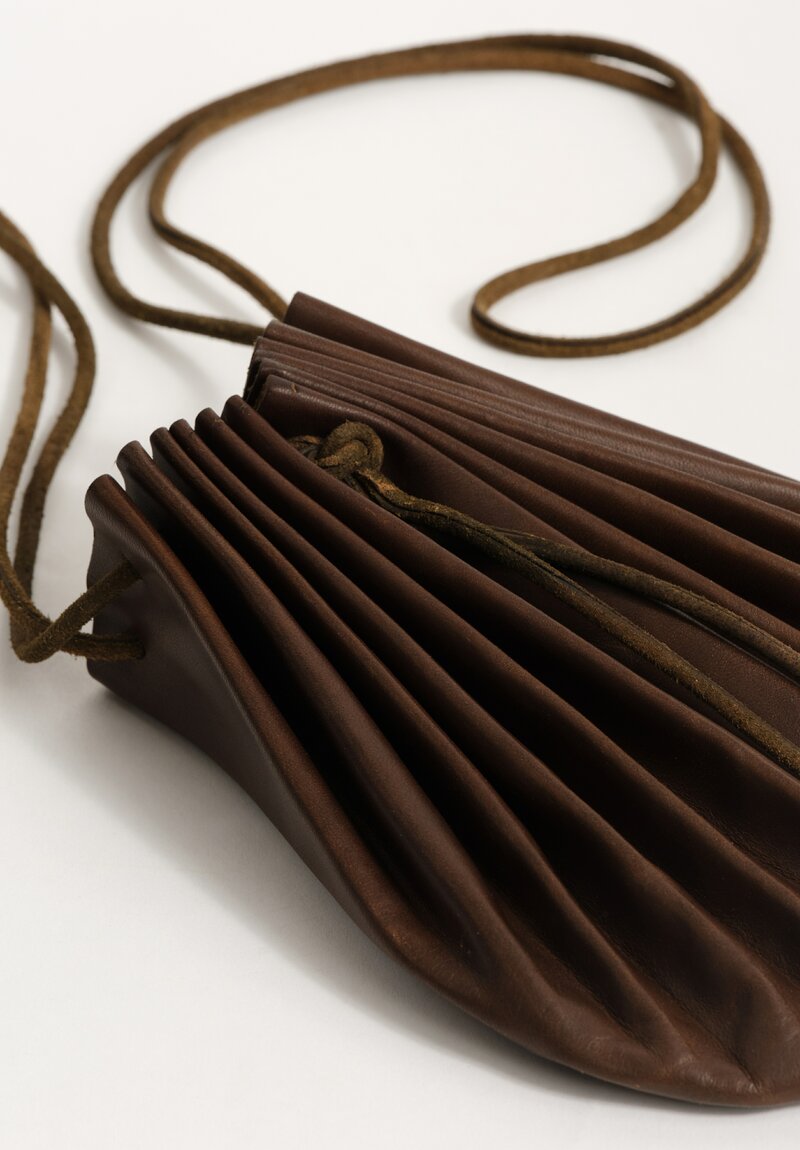 M.A+ Handmade Calf Leather Small Shell Drawstring Bag Military Green