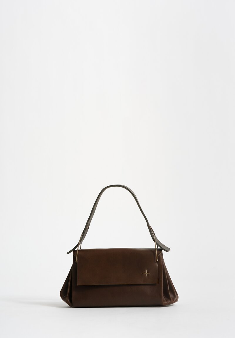 M.A+ Handmade Calf Leather Extra Small Accordion Baguette Handbag Military Green