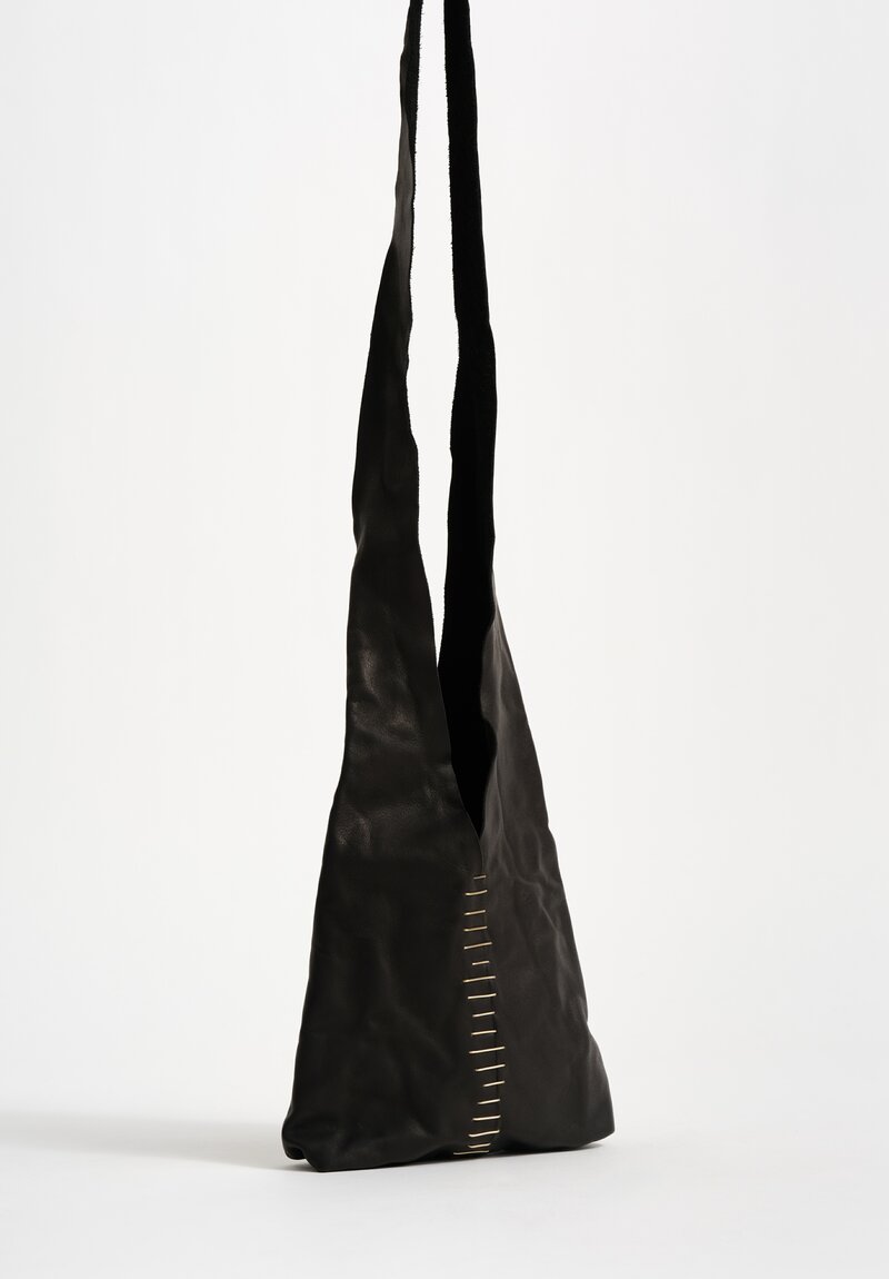 M.A+ Leather Mini Tote Bag with Silver Staple Embellishments Black