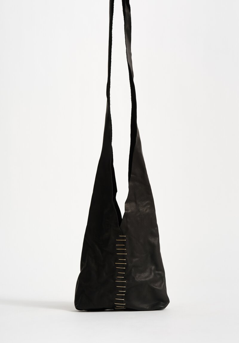 M.A+ Leather Mini Tote Bag with Silver Staple Embellishments Black