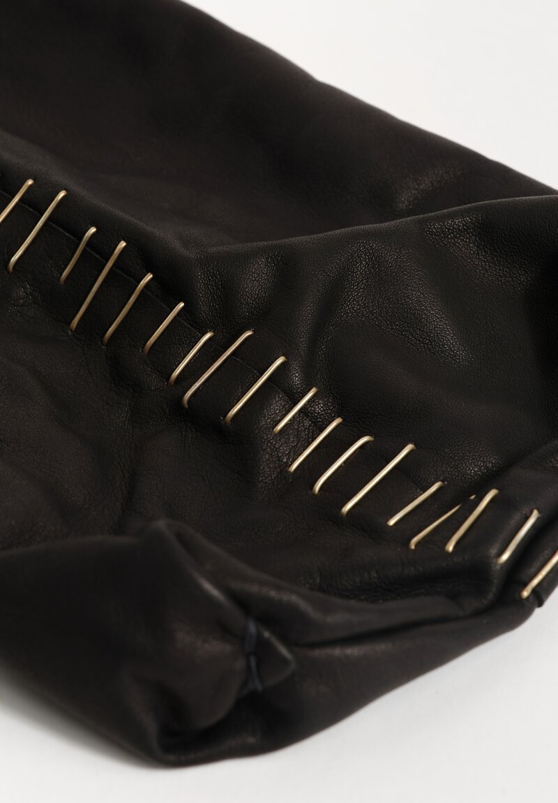 M.A+ Leather Mini Tote Bag with Silver Staple Embellishments Black