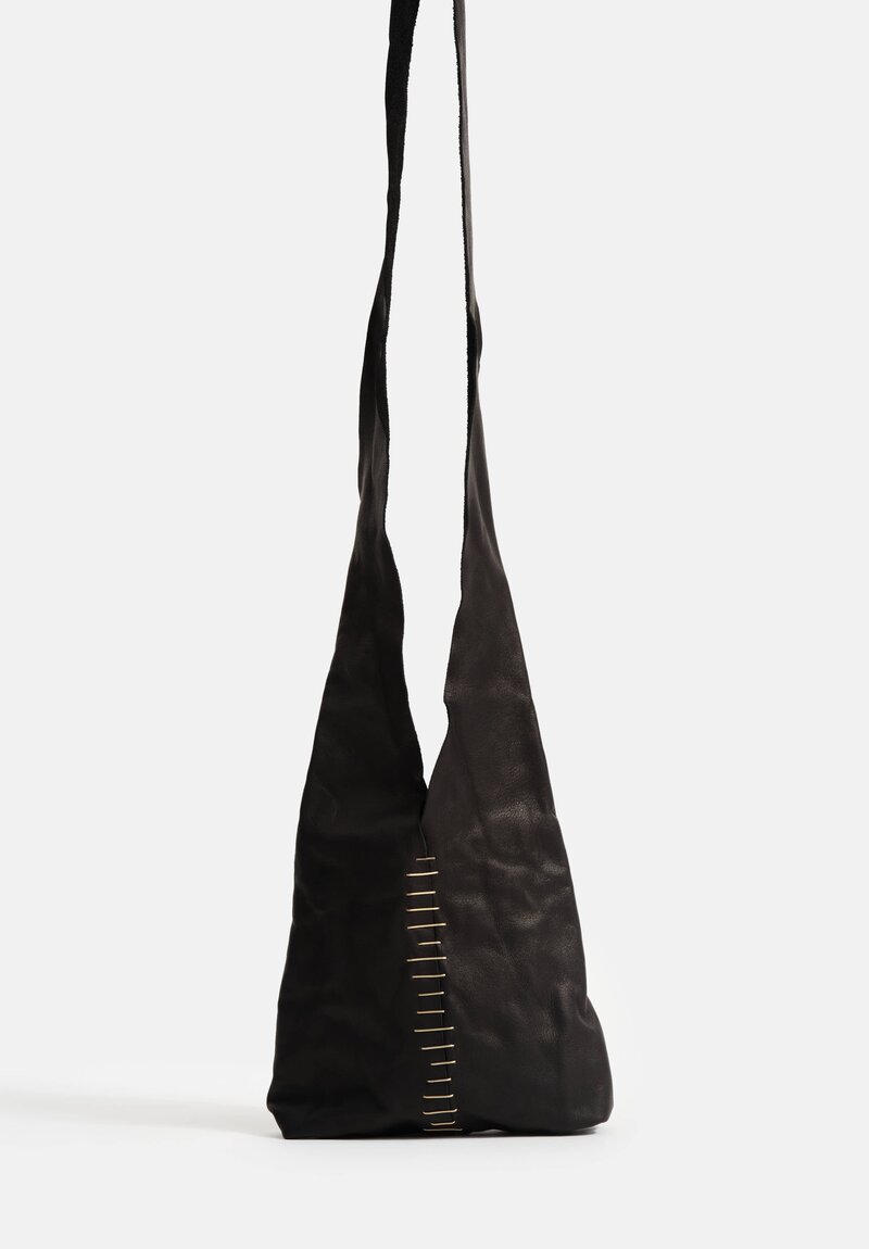 M.A+ Leather Mini Tote Bag with Silver Staple Embellishments Black