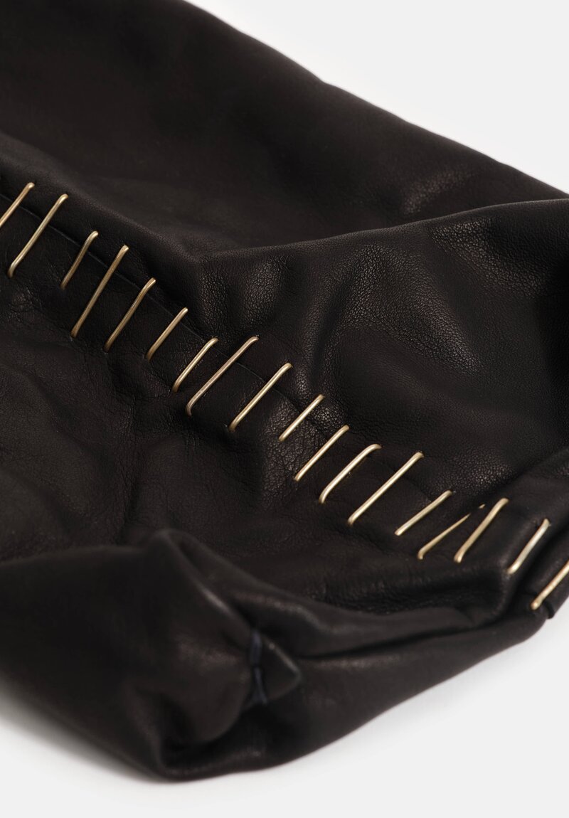 M.A+ Leather Mini Tote Bag with Silver Staple Embellishments Black