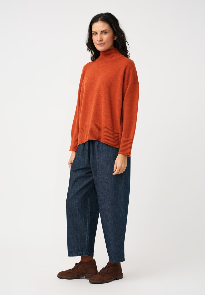 Eskandar Cashmere High Neck Ribbed Edge Sweater