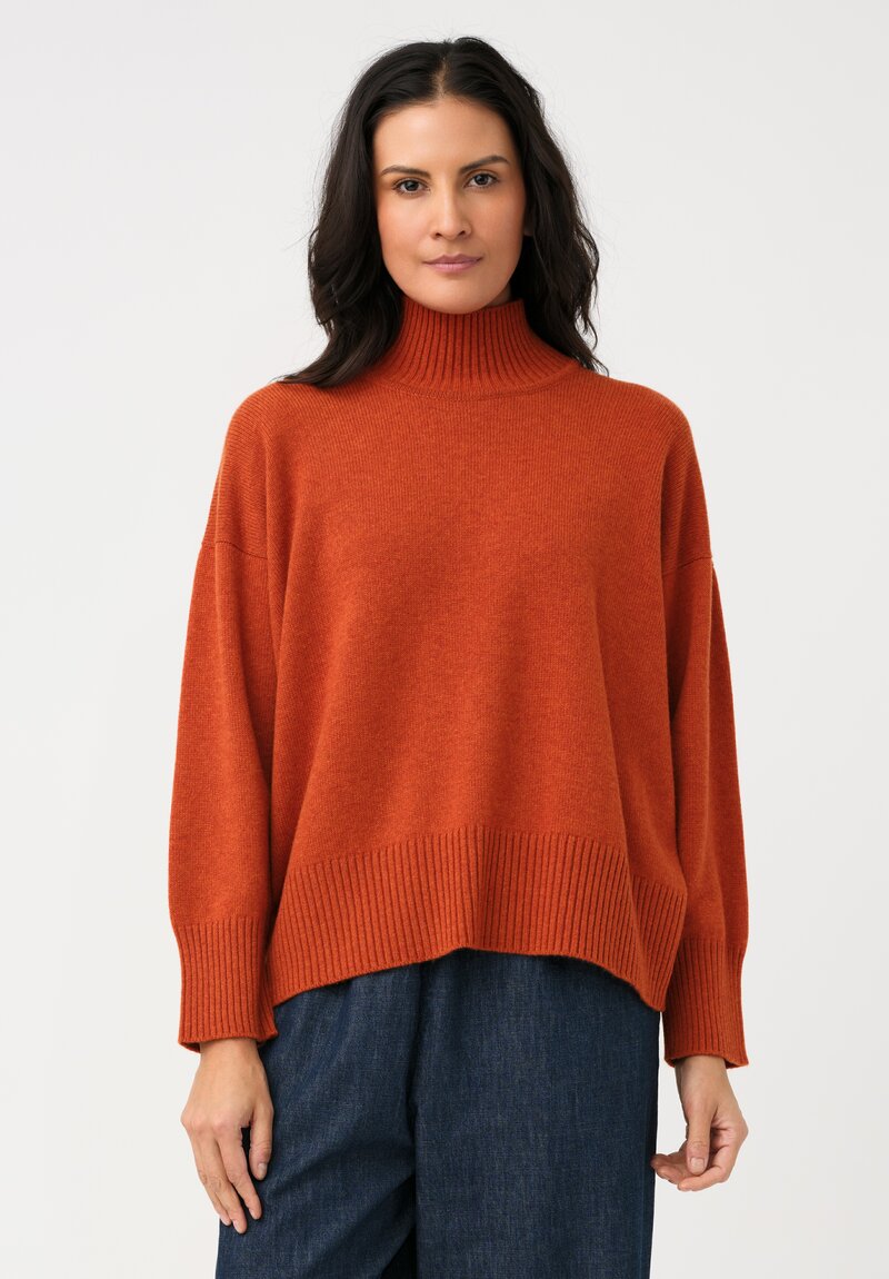 Eskandar Cashmere High Neck Ribbed Edge Sweater