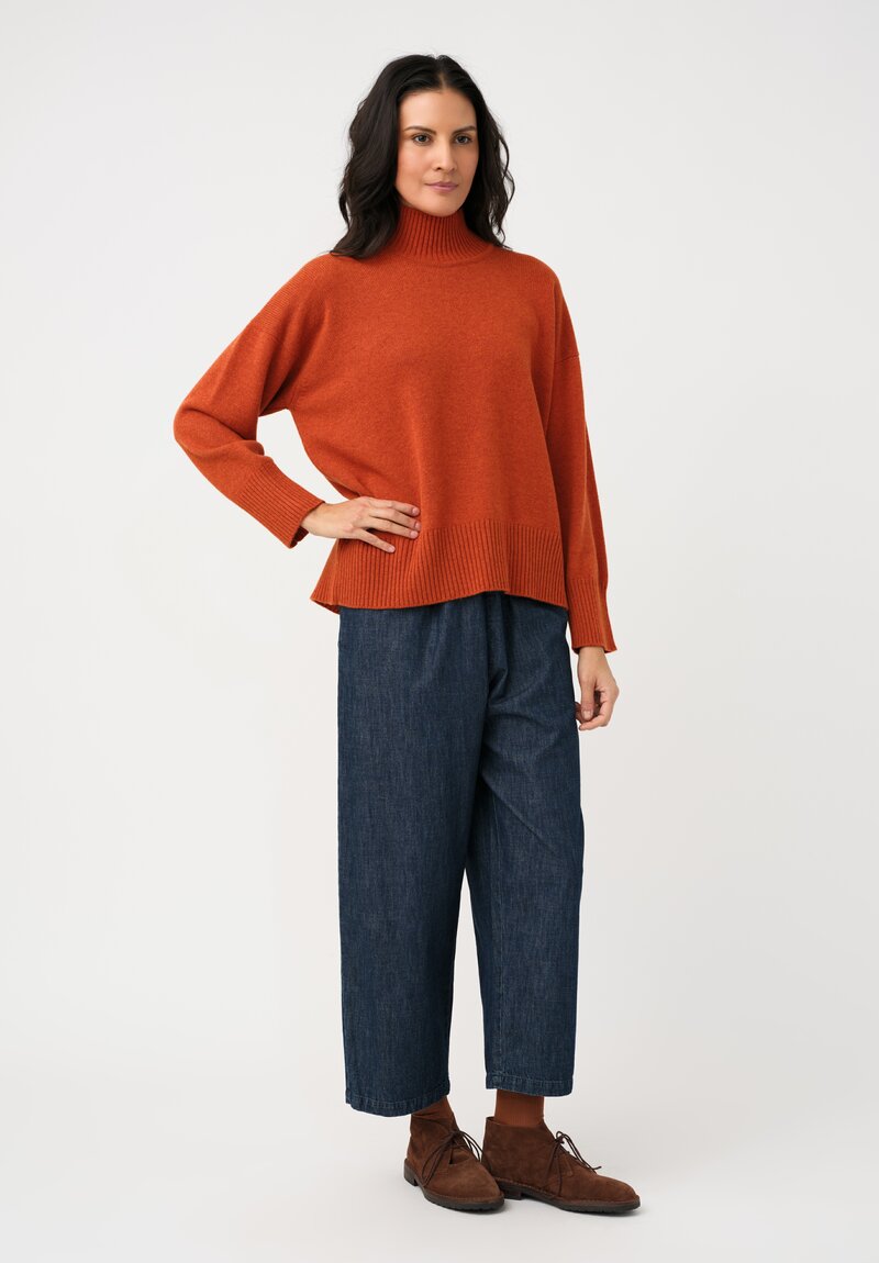 Eskandar Cashmere High Neck Ribbed Edge Sweater