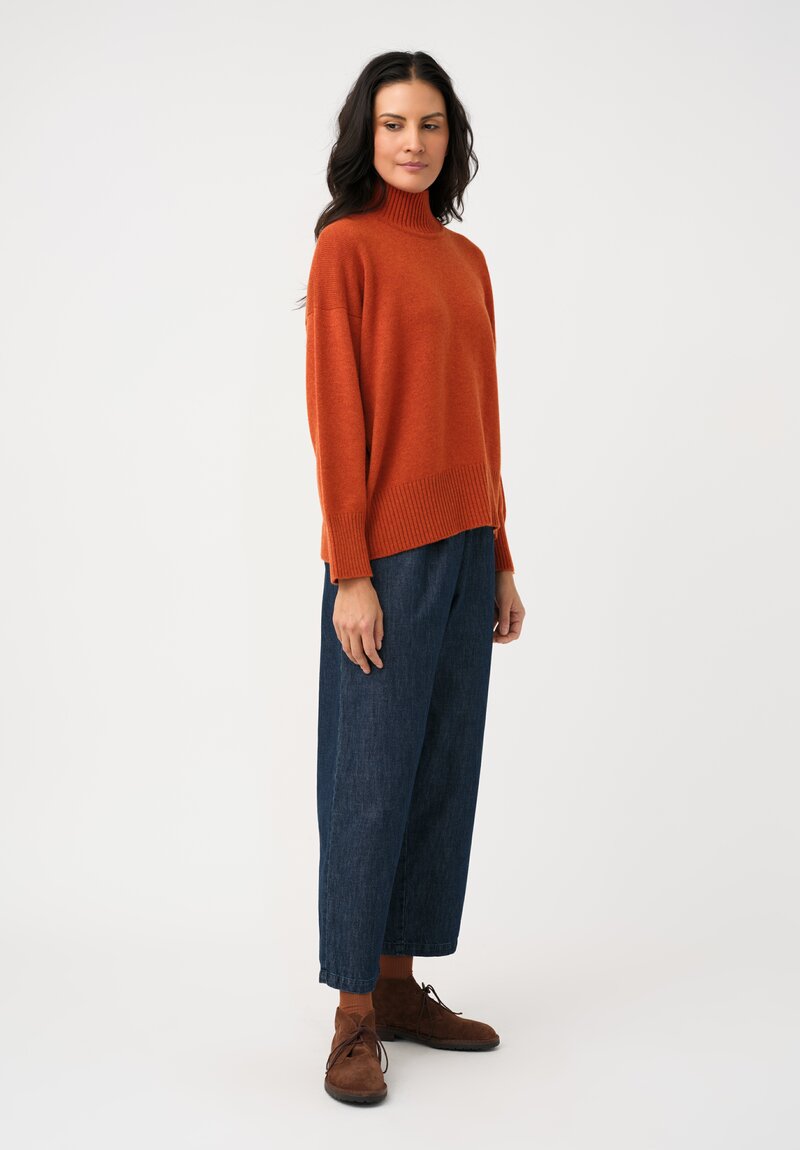 Eskandar Cashmere High Neck Ribbed Edge Sweater