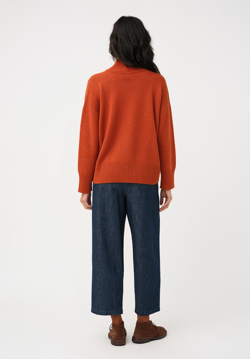 Eskandar Cashmere High Neck Ribbed Edge Sweater