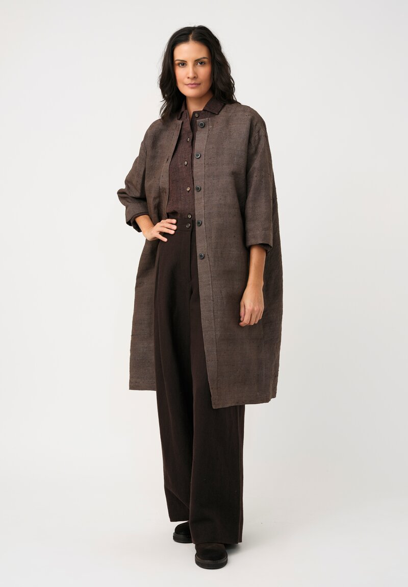 Biek Verstappen Handwoven Wild Silk Over Coat in Mushroom Grey