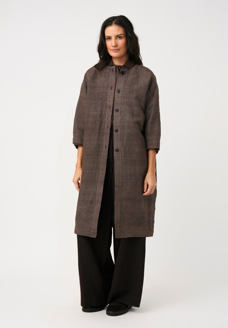 Biek Verstappen Handwoven Wild Silk Over Coat in Mushroom Grey