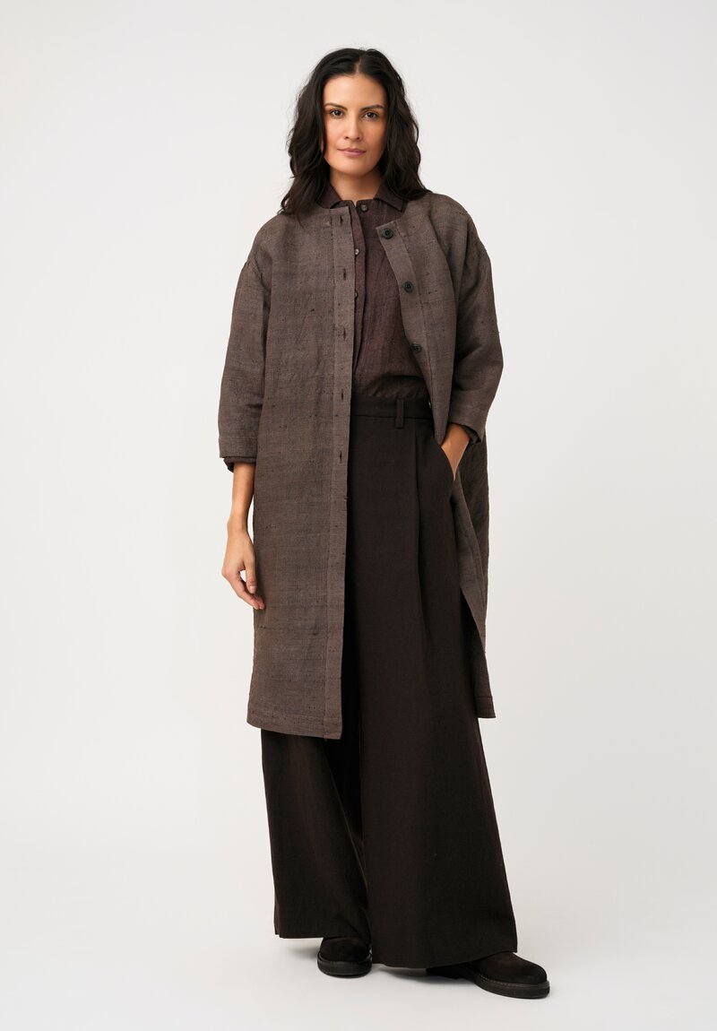 Biek Verstappen Handwoven Wild Silk Over Coat in Mushroom Grey