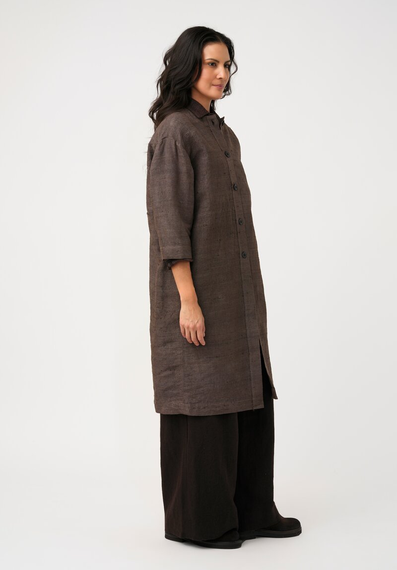 Biek Verstappen Handwoven Wild Silk Over Coat in Mushroom Grey