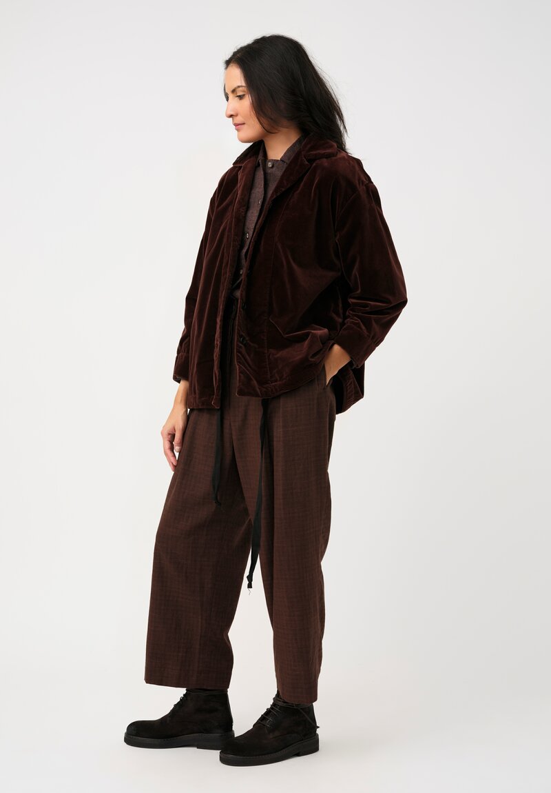 Biek Verstappen Cotton Velvet Drawstring Blouson Jacket in Pecan Brown