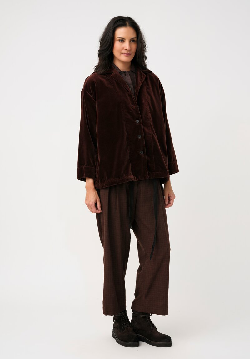 Biek Verstappen Cotton Velvet Drawstring Blouson Jacket in Pecan Brown