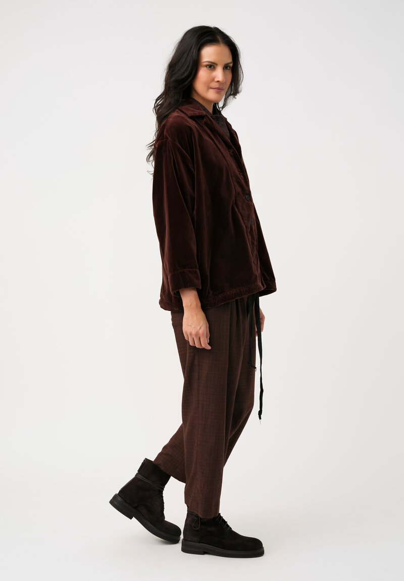 Biek Verstappen Cotton Velvet Drawstring Blouson Jacket in Pecan Brown