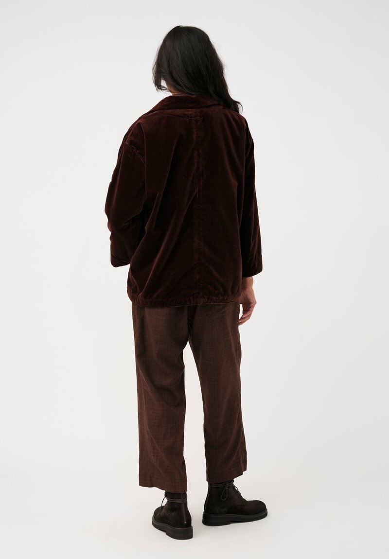 Biek Verstappen Cotton Velvet Drawstring Blouson Jacket in Pecan Brown
