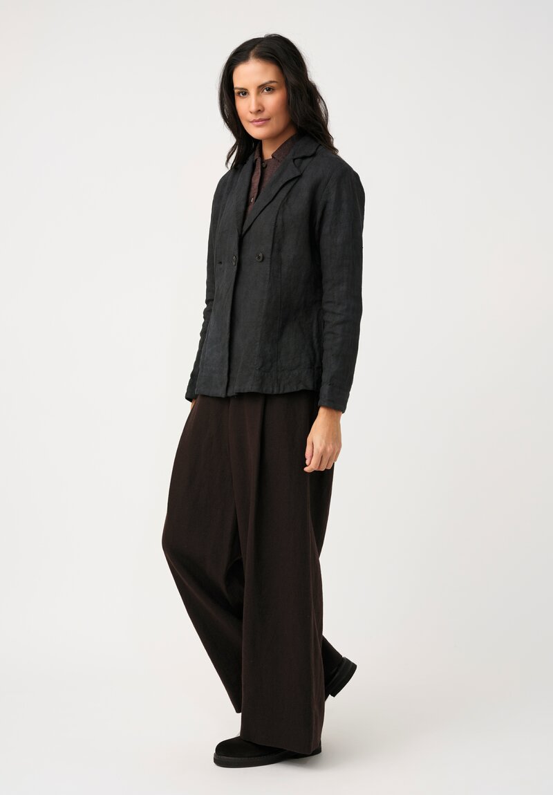 Biek Verstappen Irish Linen Double Breasted Blazer in Charcoal Grey