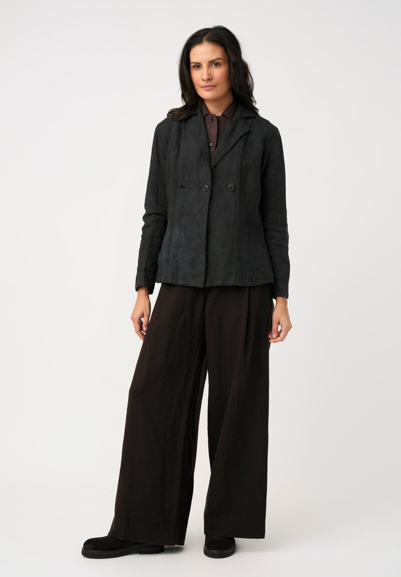 Biek Verstappen Irish Linen Double Breasted Blazer in Charcoal Grey