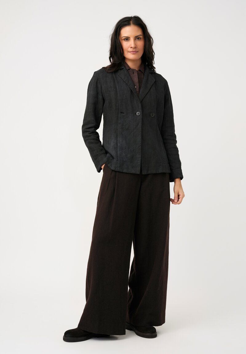 Biek Verstappen Irish Linen Double Breasted Blazer in Charcoal Grey