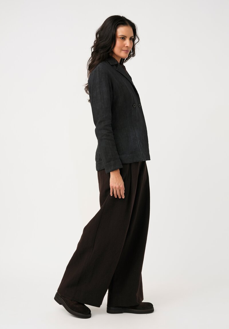 Biek Verstappen Irish Linen Double Breasted Blazer in Charcoal Grey