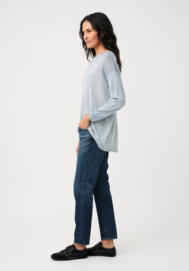 Avant Toi Cashmere & Silk Maglia Barchetta Sweater in Dusty Blue
