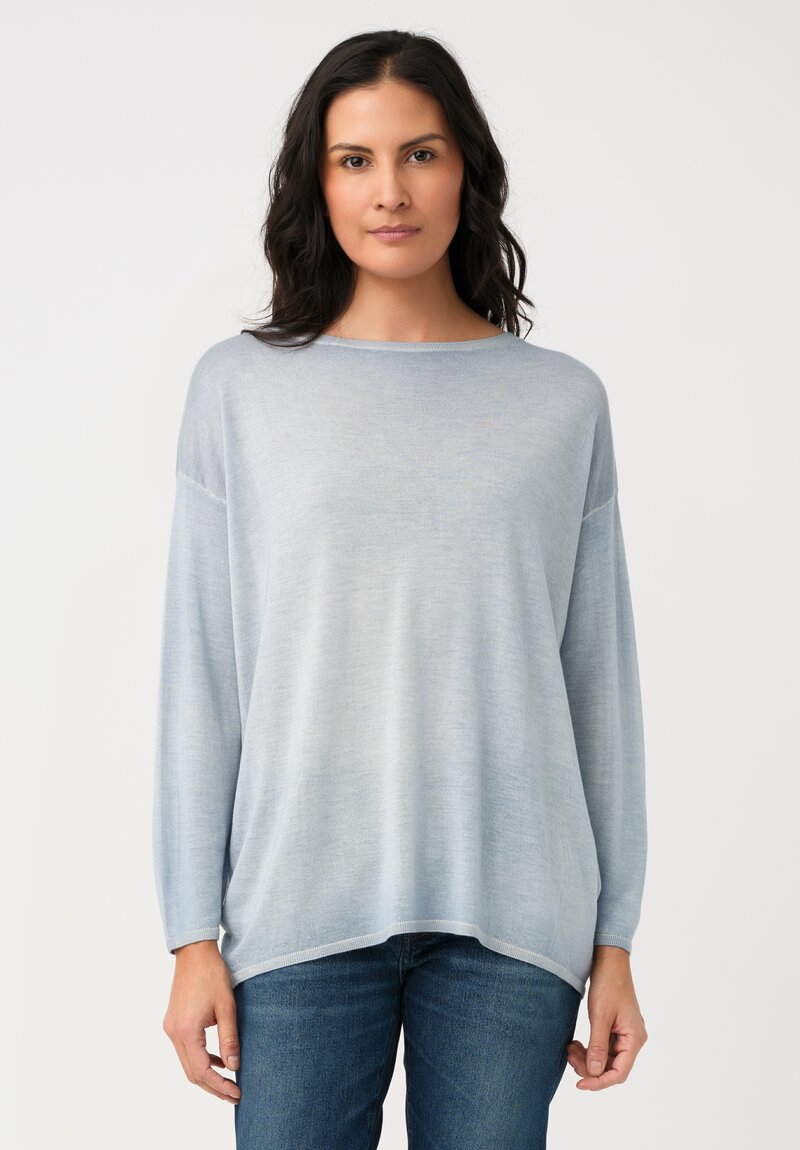 Avant Toi Cashmere & Silk Maglia Barchetta Sweater in Dusty Blue