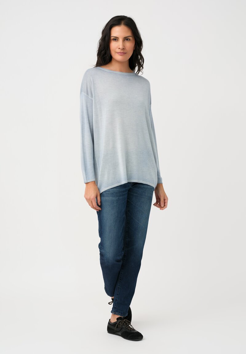 Avant Toi Cashmere & Silk Maglia Barchetta Sweater in Dusty Blue