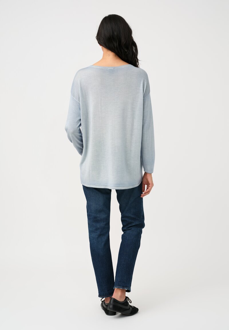 Avant Toi Cashmere & Silk Maglia Barchetta Sweater in Dusty Blue