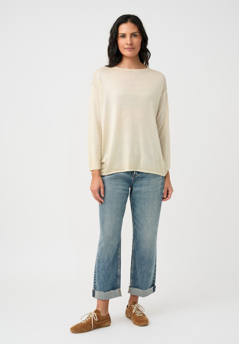 Avant Toi Cashmere & Silk Maglia Barchetta Sweater in Vaniglia Cream