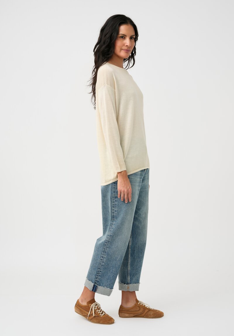 Avant Toi Cashmere & Silk Maglia Barchetta Sweater in Vaniglia Cream