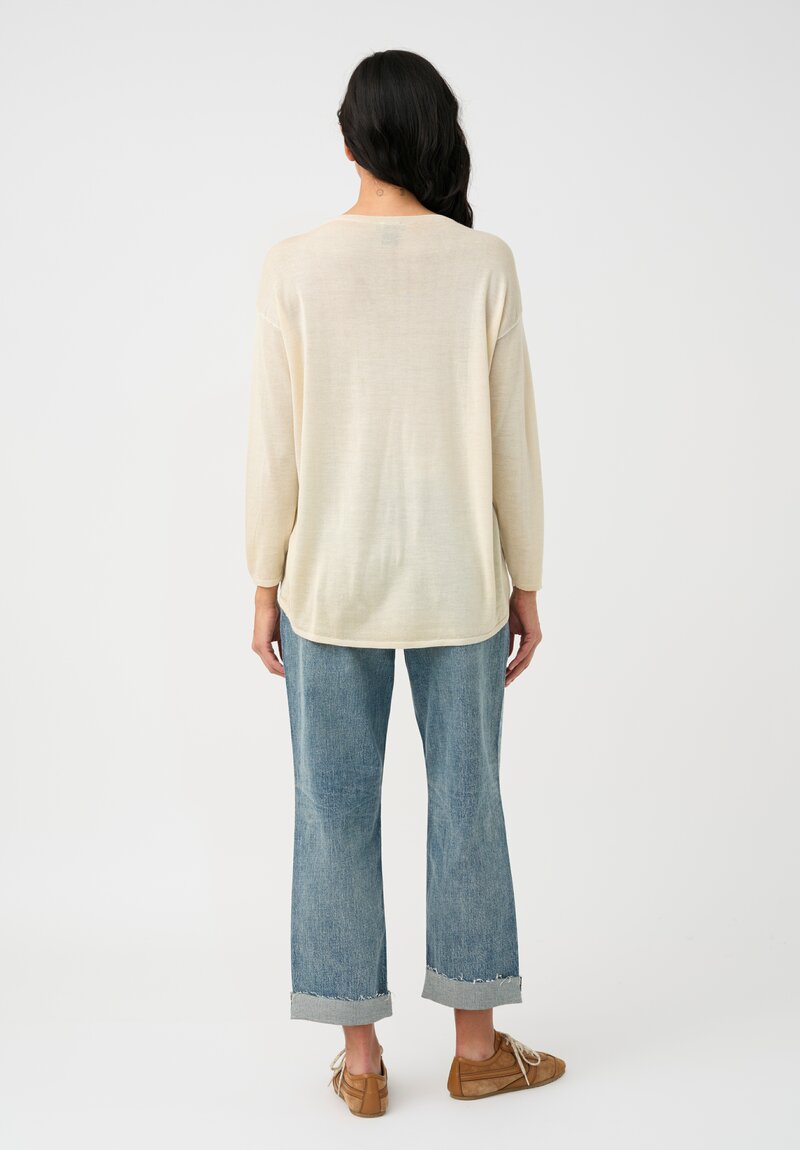 Avant Toi Cashmere & Silk Maglia Barchetta Sweater in Vaniglia Cream
