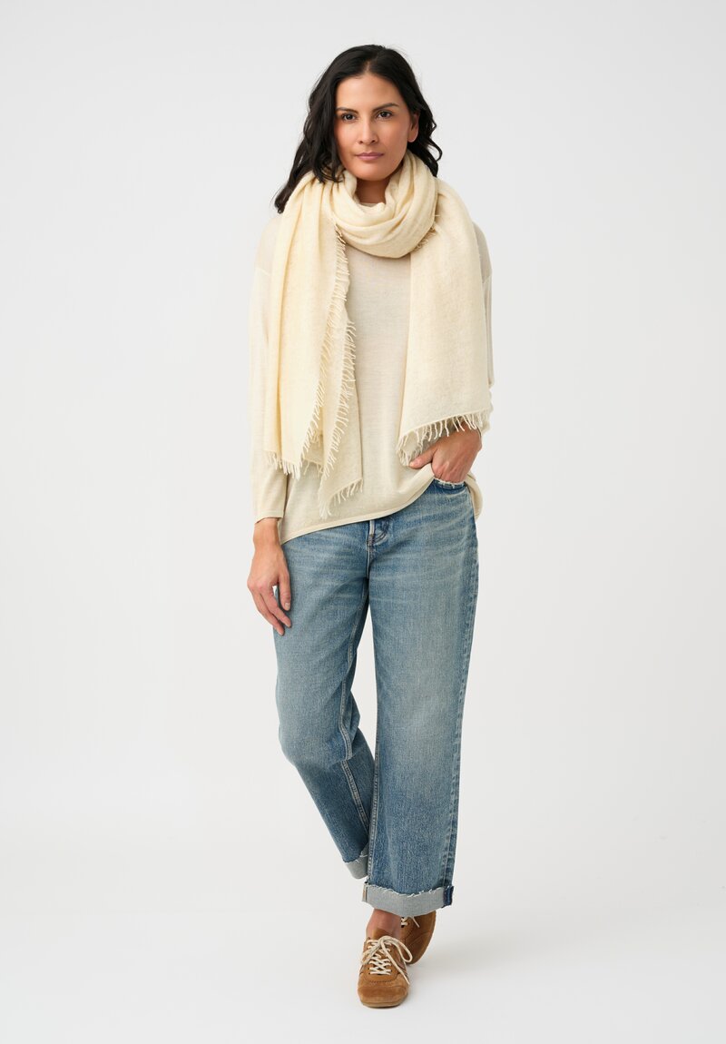 Avant Toi Cashmere & Silk Maglia Barchetta Sweater in Vaniglia Cream