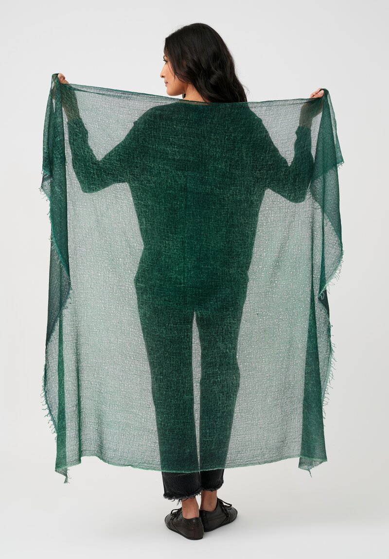 Avant Toi Hand-Painted Cashmere Stola Scarf in Smeraldo Green