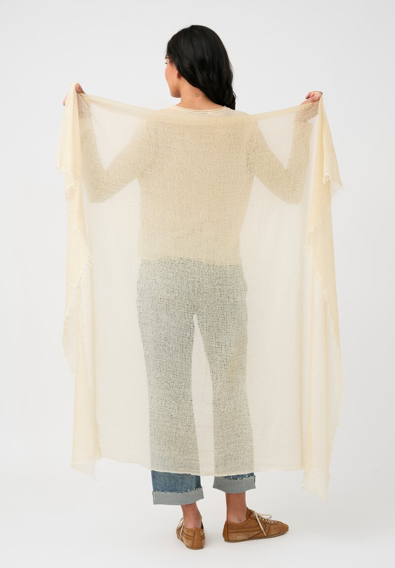 Avant Toi Hand-Painted Cashmere Stola Scarf in Vaniglia Cream