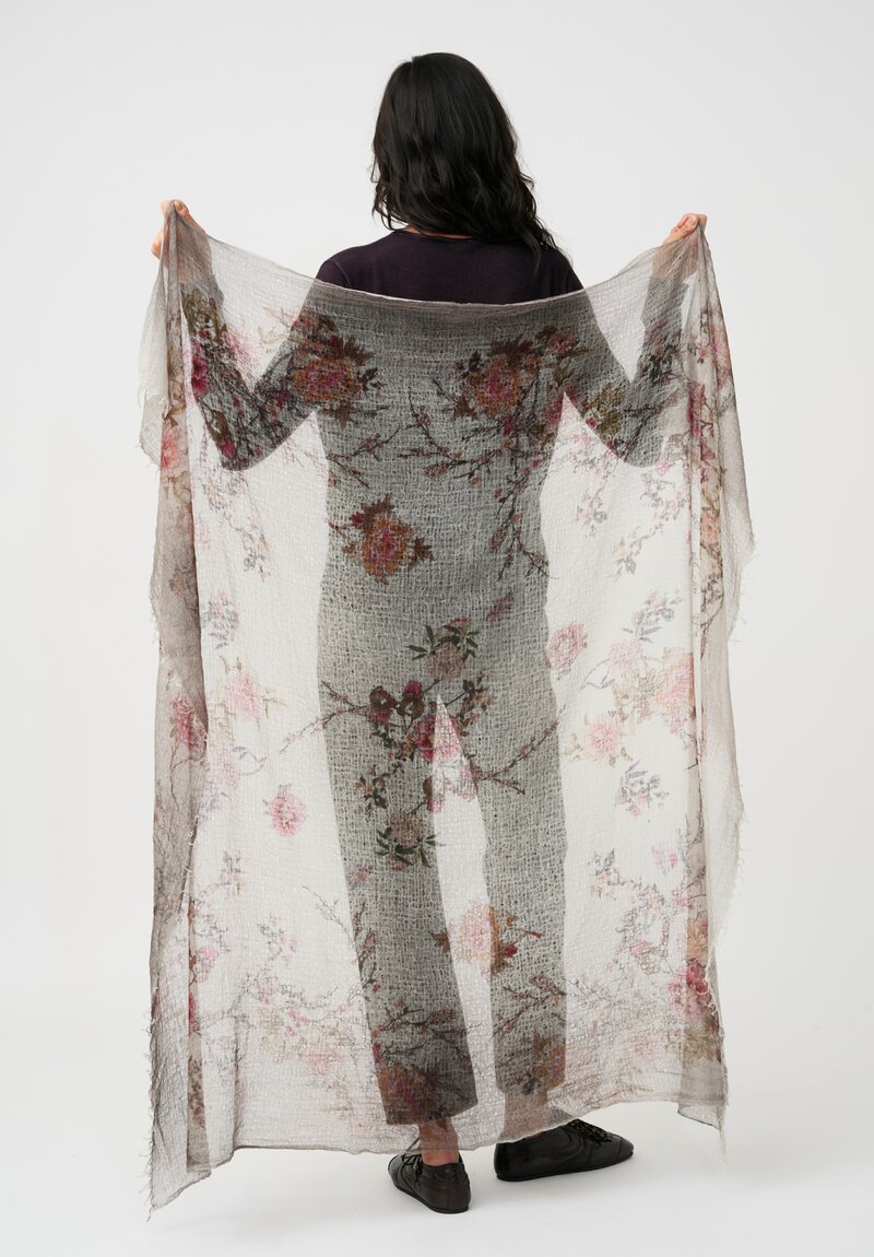 Avant Toi Hand-Painted Cashmere Stola Scarf in Carruba Grey Wisteria