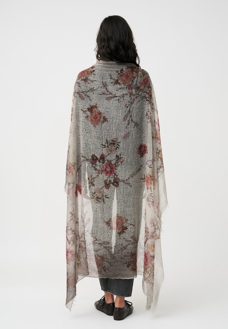 Avant Toi Hand-Painted Cashmere Stola Scarf in Carruba Grey Wisteria