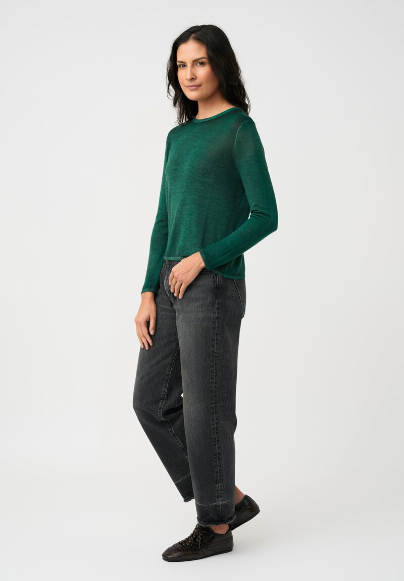 Avant Toi Cashmere & Silk Off Gauge Girocollo Sweater in Smeraldo Green