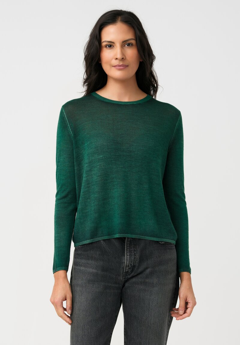 Avant Toi Cashmere & Silk Off Gauge Girocollo Sweater in Smeraldo Green