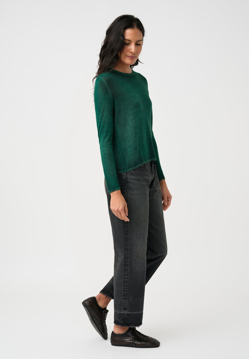 Avant Toi Cashmere & Silk Off Gauge Girocollo Sweater in Smeraldo Green