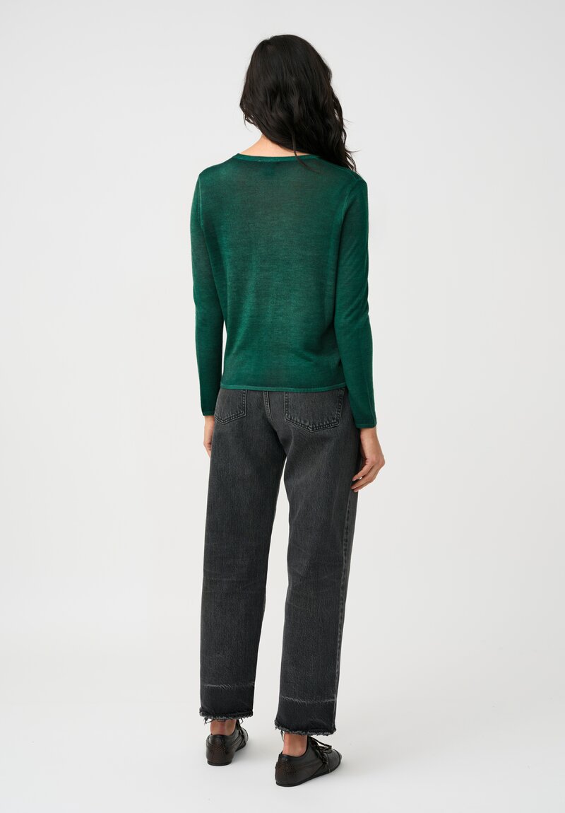 Avant Toi Cashmere & Silk Off Gauge Girocollo Sweater in Smeraldo Green
