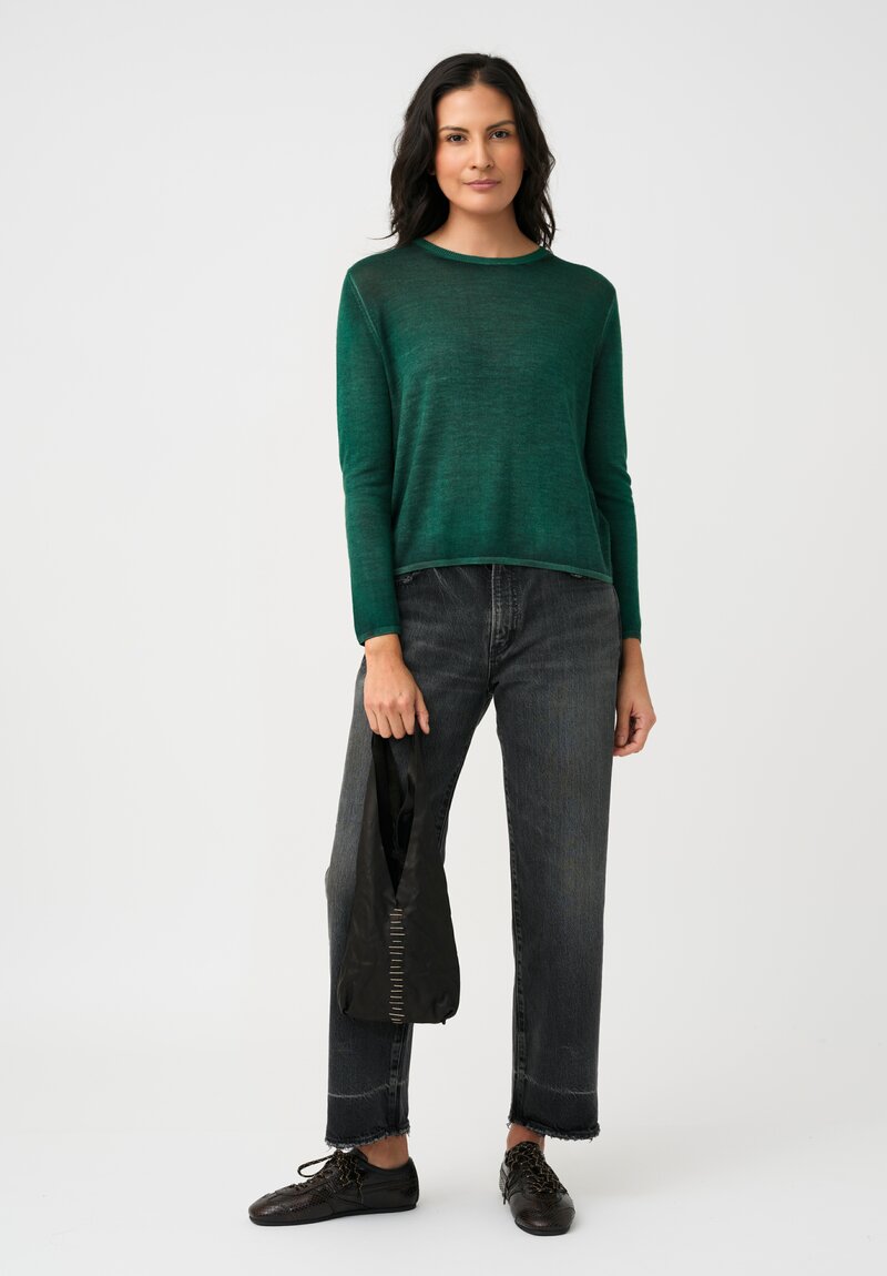 Avant Toi Cashmere & Silk Off Gauge Girocollo Sweater in Smeraldo Green