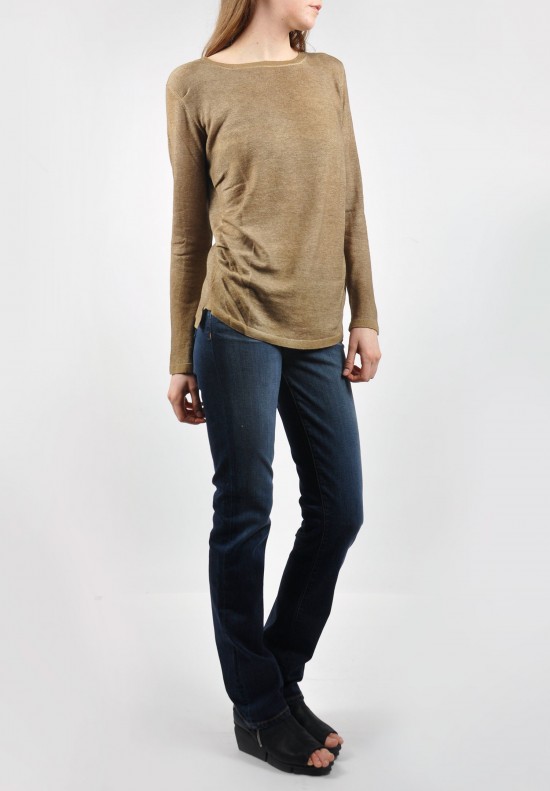 Wellness Cashmere Ruched Side Sweater in Olive